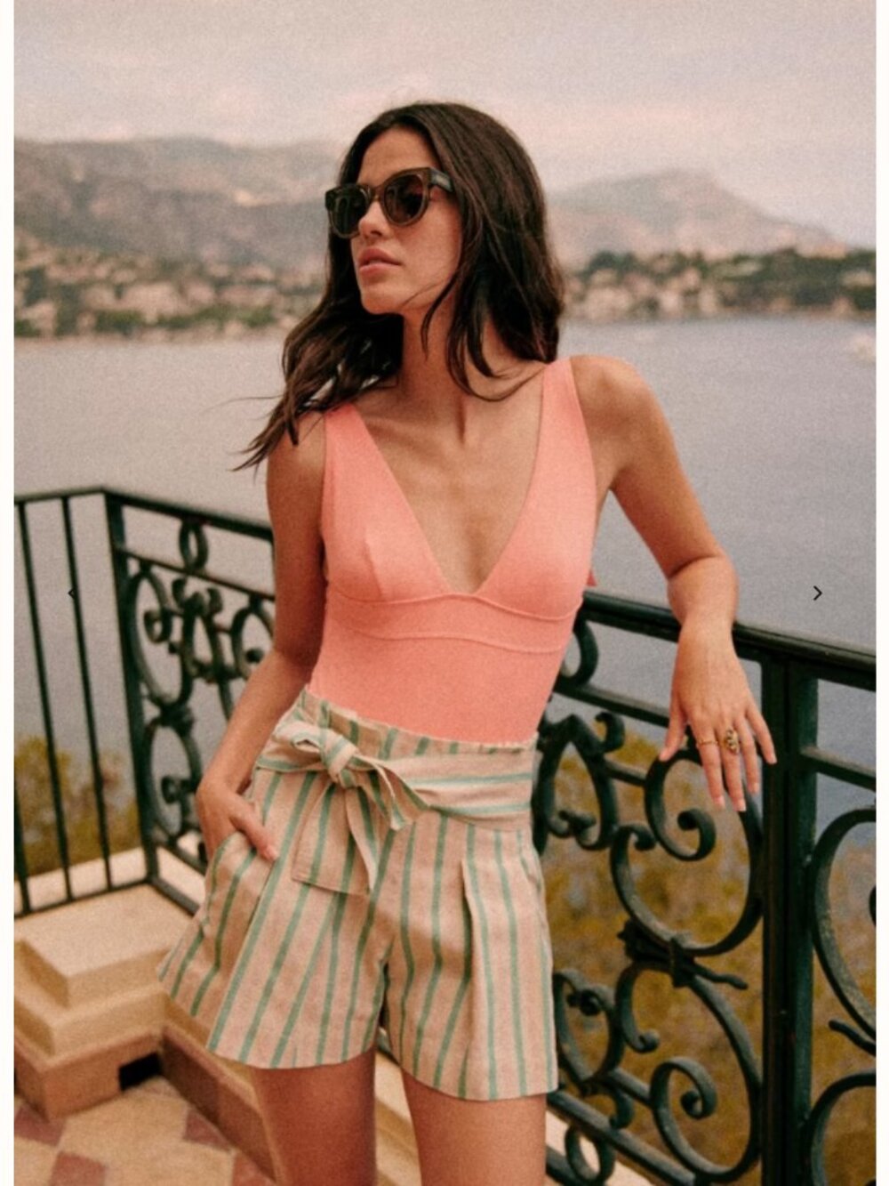Sezane Tyson Shorts Two-tone aqua stripes